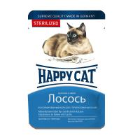 Пауч ХЭППИ КЭТ /Лосось кусочки/ в желе для стерилизованных 0,1кг