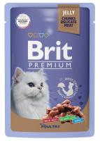BRIT PREMIUM, Пауч для взрослых кошек, Ассорти из птицы в желе, 85г, 5050130