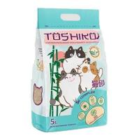 TOSHIKO натуральный комкующийся наполнитель древесный зеленый чай 1,9кг/5л