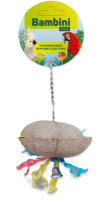 Игрушка Bambini Pets для средних и крупных попугаев "Кокосик с колокольчиком" 25 см