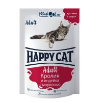 Пауч ХЭППИ КЭТ /Кролик-Индейка-Морковь/ в соусе 0,085кг