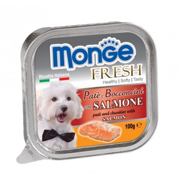 Влажный корм Monge Dog Fresh для собак, с лососем, консервы 100 г