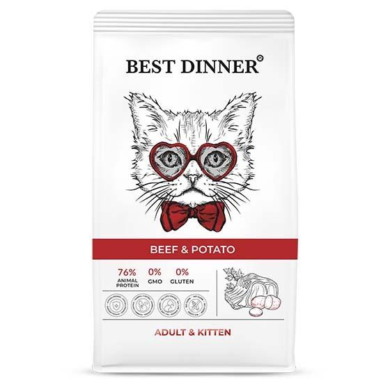 Бест Dinner Эдалт/Киттен с Говядиной и картофелем (сухой корм д/кош) - 10 кг