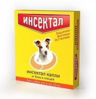 ИНСЕКТАЛ капли д/собак от 4 до 10кг от клещей и блох