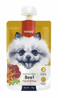 Wanpy Dog Лакомство для собак Мясной мусс из говядины и моркови с горохом 90 г