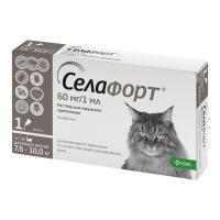 СЕЛАФОРТ капли п/б 60мг д/кошек 7,6-10кг №1