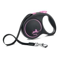 Flexi рулетка Black Design S (до 15 кг) 5 м лента черный/розовый