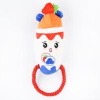 Игрушка Mr.Kranch для собак "Йогурт" плюшевая с канатиком и пищалкой 19 см