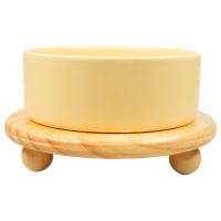 Миска Mr.Kranch Bamboo керамическая желтая на бамбуковой подставке 850 мл