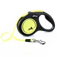 Flexi рулетка Neon New S (до 15 кг) лента 5 м, светоотражающая, желтый неон