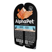 AlphaPet Superpremium влажный корм д/кошек паштет с лососем 80гр