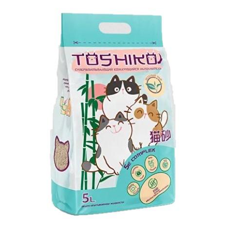 TOSHIKO натуральный комкующийся наполнитель древесный зеленый чай 1,9кг/5л