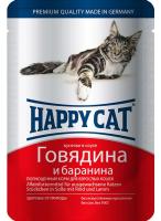Пауч ХЭППИ КЭТ /Говядина-Баранина/ в соусе 0,085кг