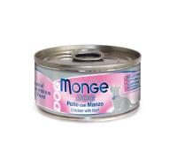 Влажный корм Monge Dog Natural для собак куриные кусочки с говядиной, консервы 95 г