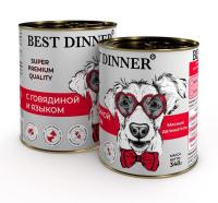 Консервы Best Dinner Super Premium Мясное ассор."С говядиной и языком" д/собак и щенков с 6мес.-0,34