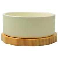 Миска Mr.Kranch Bamboo керамическая белая на бамбуковой подставке 860 мл