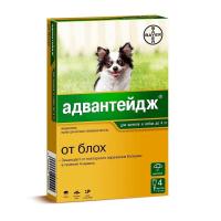 АДВАНТЕЙДЖ капли п/б д/собак до 4кг инсектицидные 1 пипетка (1*4)