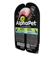 AlphaPet Superpremium влажный корм д/собак с чувствит. пищеварением кролик с яблоком в соусе 100гр.
