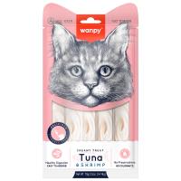 Wanpy Cat Лакомство для кошек "нежное пюре" из тунца и креветками 1шт 14 г (1*25)