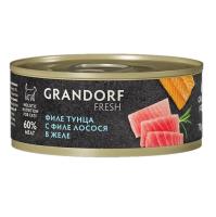 Grandorf FRESH консервы д/кош.Филе тунца с филе лосося в желе 70г