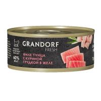 Grandorf FRESH консервы д/кош.Филе тунца с куриной грудкой в желе 70г