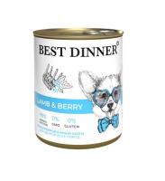Best Dinner полнорационный консервированный корм д/щенков и взрослых собак "Ягненок с ягодами" 850г