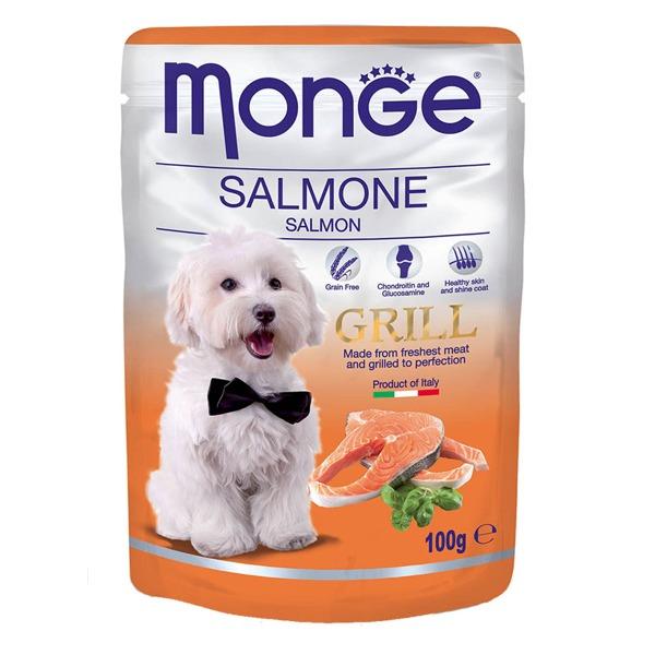 Влажный корм Monge Dog Grill для собак с лососем, паучи 100 г