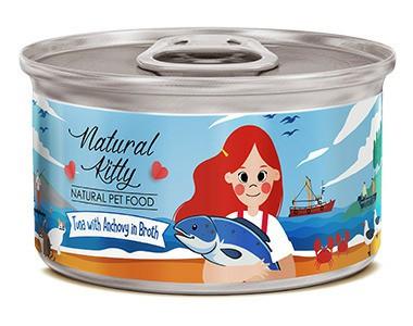 Pettric консервы Natural Kitty Тунец с анчоусами в Бульоне 80г