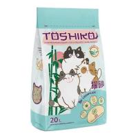 TOSHIKO натуральный комкующийся наполнитель древесный зеленый чай 7,6кг/20л