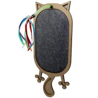 sh-07668 Когтеточка на стену Фигурная Котик из ковролина с мятой и игрушкой
