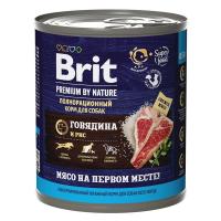 Брит Premium by Nature консервы с говядиной и рисом для взрослых собак всех пород, 850 гр