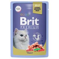 BRIT PREMIUM, Пауч для взрослых кошек, Форель в желе, 85г