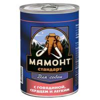 Мамонт Стандарт Говядина, сердце и лёгкое влажный корм для собак жестяная банка 0,97 кг