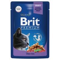 BRIT PREMIUM, Пауч для взрослых кошек, Треска в соусе, 85г