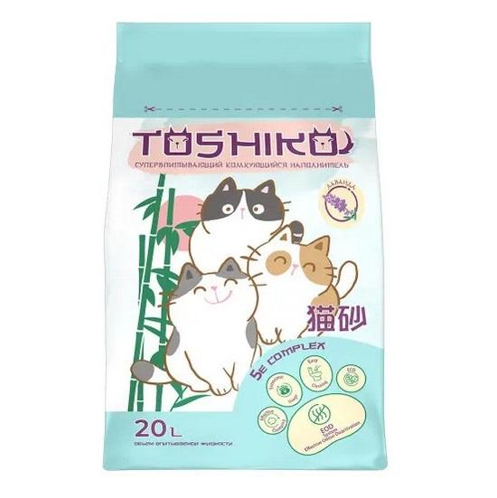 TOSHIKO натуральный комкующийся наполнитель древесный лаванда 7,6кг/20л