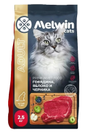 Melwin для кошек с говядиной, яблоком и черникой 2,5кг