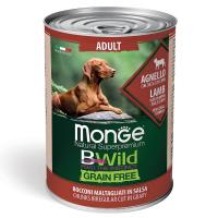 Влажный корм Monge Dog BWild GRAIN FREE д/собак, из ягненка с тыквой и кабачками, консервы 400г 