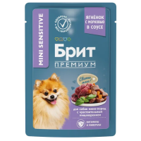 BRIT PREMIUM, Пауч для собак мини пород с чувств.пищеварением, Ягнёнок и морковь в соусе,85г,5053094