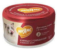 Влажный корм Мнямс На каждый день д/кошек и котят старше 6 мес."курица с говядиной в нежном желе"80г