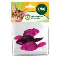 Игрушка для кошек "Мышь цветная", 70-75мм (уп.3шт.), Triol