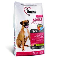 1ST CHOICE корм для собак с чувств. кожей и д/шерсти 2,72кг, ягн. с рыб. и рисом
