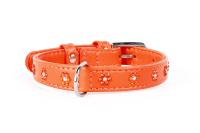 Ошейник "WAUDOG GLAMOUR" с клей.стразами "Цветочек" (ширина 9мм, длина 19-25см), оранжевый