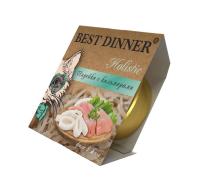 Best Dinner Holistic д/взр. и стерилизованных кошек.Мясные волокна в желе "Индейка с кальмарами" 75г