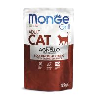Влажный корм Monge Cat Grill для взрослых кошек, из новозеландского ягненка, паучи 85 г