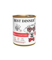 Best Dinner полнорационный консервированный корм д/щенков и взрослых собак "Ягненок с томатами" 850г
