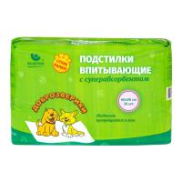 Доброзверики подстилки впитывающие для животных с суперабсорбентом 60х90 см, 30 шт Сухие лапки"