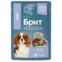 BRIT PREMIUM, Пауч для взрослых собак мини пород, Телятина с зеленым горошком, в соусе, 85г