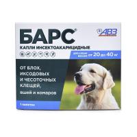 БАРС Капли п/блох и клещей для собак от 20 до 40кг 1пипетка 2,68мл