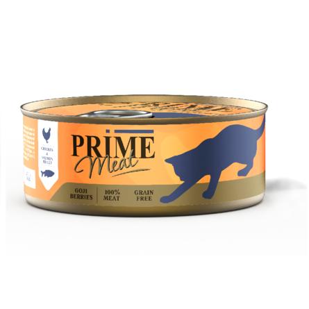 PRIME MEAT ж/б 100г Курица с лососем, филе в желе, д/кошек
