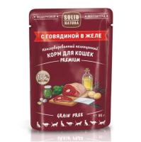 Solid Natura Premium кусочки в желе с говядиной влажный корм для кошек пауч 0,085 кг